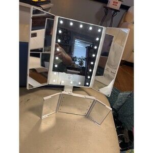 Impressions Tri-Fold Makeup Mirror LED Lights Touch Screen 14.1/8"x9.5" (read)